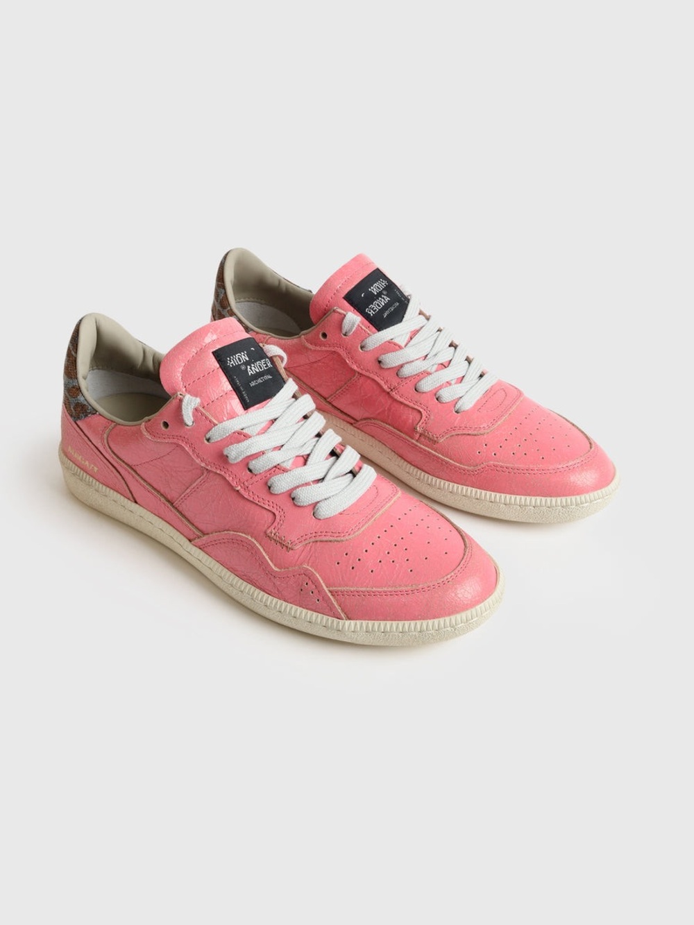 HIDNANDER MEGA T Pink Leopard Jean Retro Low-Top Sneakers - Women